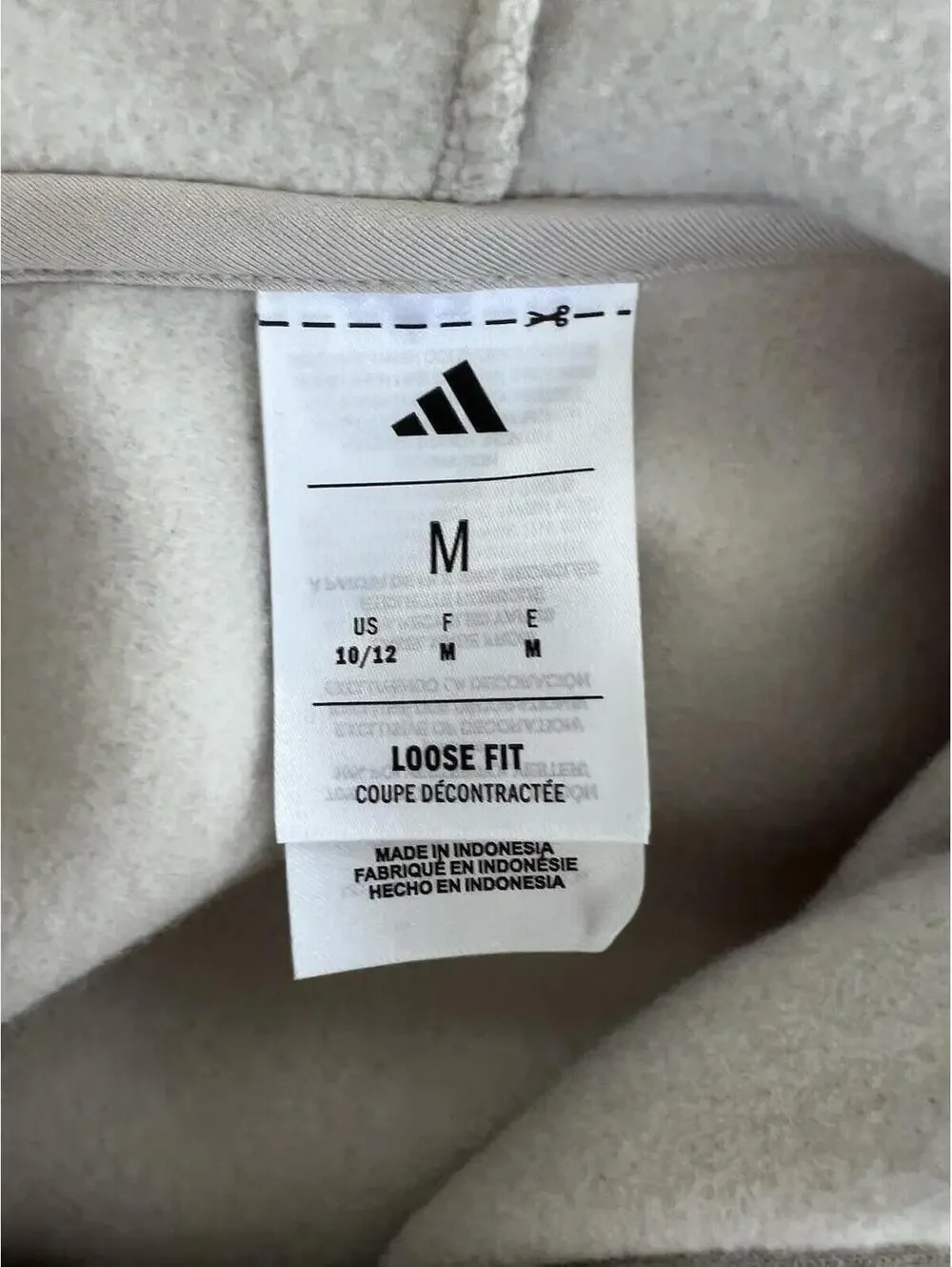 Adidas Boys Essential Linear Embroidered Fleece Hooded Natural Sweatshirt M